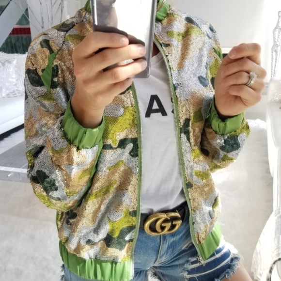 MODA ME COUTURE Jackets & Blazers - JANE Sequin Camo Jacket - Green